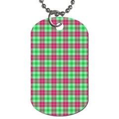 Pink Green Plaid Dog Tag (two Sides) by snowwhitegirl