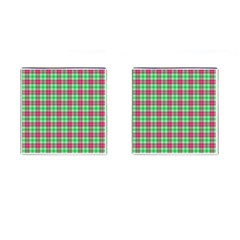 Pink Green Plaid Cufflinks (square) by snowwhitegirl