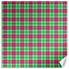 Pink Green Plaid Canvas 12  X 12   by snowwhitegirl