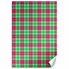 Pink Green Plaid Canvas 20  X 30   by snowwhitegirl