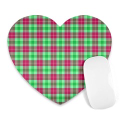 Pink Green Plaid Heart Mousepads by snowwhitegirl