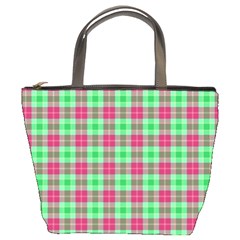 Pink Green Plaid Bucket Bag by snowwhitegirl