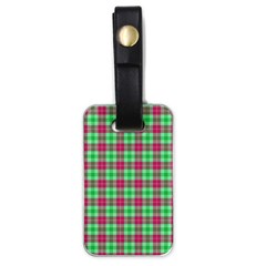 Pink Green Plaid Luggage Tags (one Side)  by snowwhitegirl