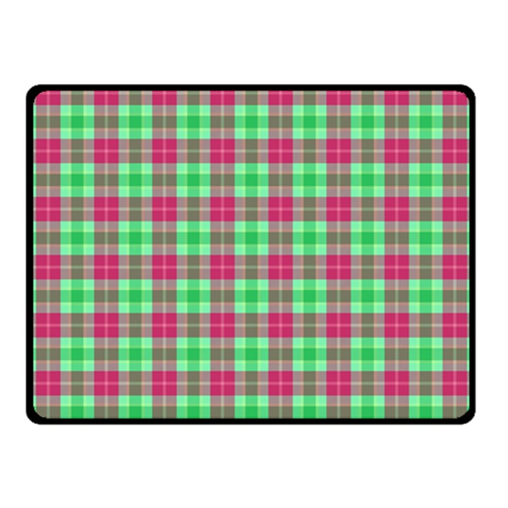 Pink Green Plaid Double Sided Fleece Blanket (Small) 