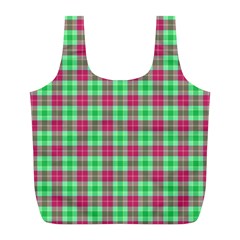 Pink Green Plaid Full Print Recycle Bag (l) by snowwhitegirl