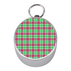 Pink Green Plaid Mini Silver Compasses by snowwhitegirl