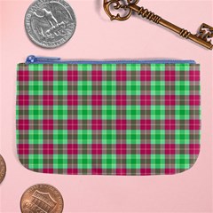 Pink Green Plaid Large Coin Purse by snowwhitegirl