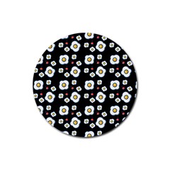 Eggs Black Rubber Coaster (round)  by snowwhitegirl