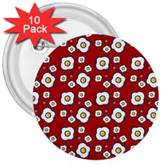 Eggs Red 3  Buttons (10 Pack)  by snowwhitegirl