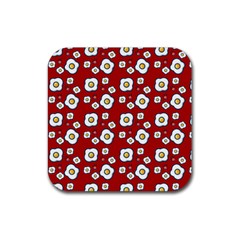 Eggs Red Rubber Coaster (square)  by snowwhitegirl