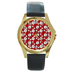 Eggs Red Round Gold Metal Watch by snowwhitegirl