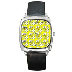 Eggs Yellow Square Metal Watch