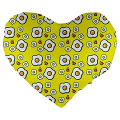 Eggs Yellow Large 19  Premium Flano Heart Shape Cushions