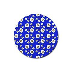 Eggs Blue Rubber Round Coaster (4 Pack)  by snowwhitegirl