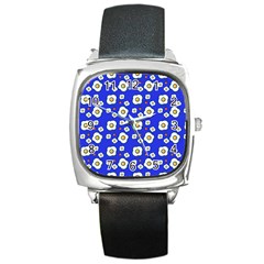 Eggs Blue Square Metal Watch by snowwhitegirl