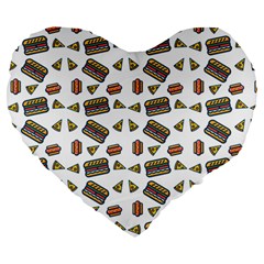 Fast Food White Large 19  Premium Flano Heart Shape Cushions