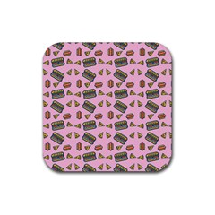 Fast Food Pink Rubber Coaster (square)  by snowwhitegirl