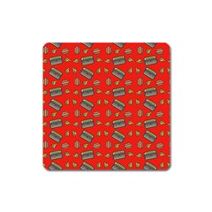 Fast Food Red Square Magnet by snowwhitegirl