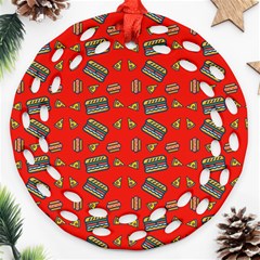 Fast Food Red Round Filigree Ornament (two Sides) by snowwhitegirl