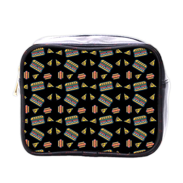 Fast Food Black Mini Toiletries Bag (One Side)