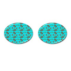 Fast Food Blue Cufflinks (oval) by snowwhitegirl