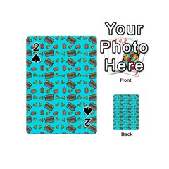 Fast Food Blue Playing Cards 54 (mini)  by snowwhitegirl