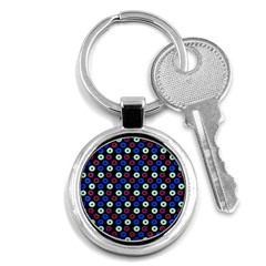 Eye Dots Blue Magenta Key Chains (round)  by snowwhitegirl