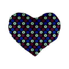 Eye Dots Blue Magenta Standard 16  Premium Flano Heart Shape Cushions by snowwhitegirl