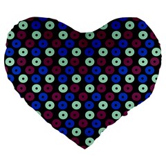 Eye Dots Blue Magenta Large 19  Premium Flano Heart Shape Cushions