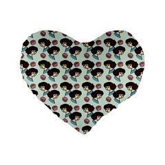 Redhead Girl Blue Standard 16  Premium Heart Shape Cushions by snowwhitegirl