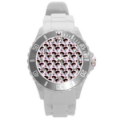 Redhead Girl Pink Round Plastic Sport Watch (l) by snowwhitegirl