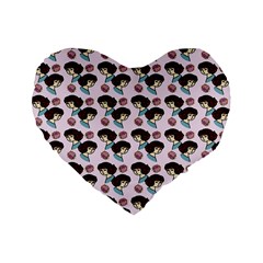 Redhead Girl Pink Standard 16  Premium Flano Heart Shape Cushions