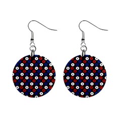 Eye Dots Red Blue Mini Button Earrings by snowwhitegirl