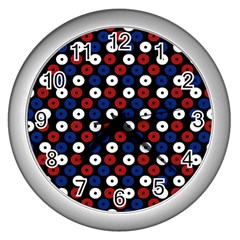 Eye Dots Red Blue Wall Clock (silver) by snowwhitegirl