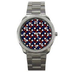 Eye Dots Red Blue Sport Metal Watch by snowwhitegirl