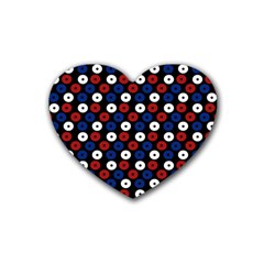 Eye Dots Red Blue Rubber Coaster (heart)  by snowwhitegirl