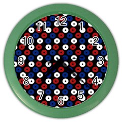 Eye Dots Red Blue Color Wall Clock by snowwhitegirl