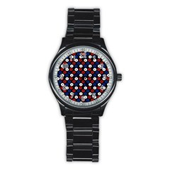 Eye Dots Red Blue Stainless Steel Round Watch by snowwhitegirl