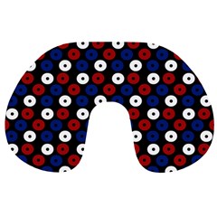 Eye Dots Red Blue Travel Neck Pillows by snowwhitegirl