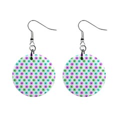 Eye Dots Green Violet Mini Button Earrings