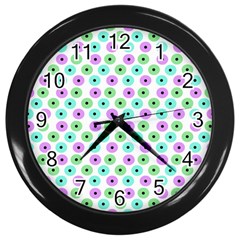 Eye Dots Green Violet Wall Clock (black) by snowwhitegirl