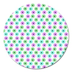 Eye Dots Green Violet Magnet 5  (round) by snowwhitegirl