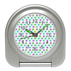 Eye Dots Green Violet Travel Alarm Clock by snowwhitegirl