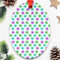 Eye Dots Green Violet Oval Ornament (two Sides) by snowwhitegirl