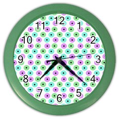 Eye Dots Green Violet Color Wall Clock by snowwhitegirl