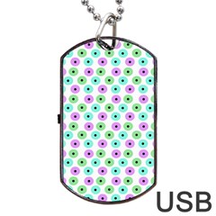 Eye Dots Green Violet Dog Tag Usb Flash (two Sides) by snowwhitegirl