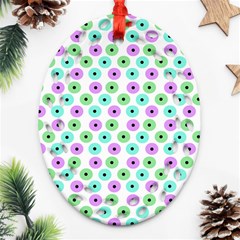 Eye Dots Green Violet Ornament (oval Filigree) by snowwhitegirl