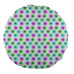 Eye Dots Green Violet Large 18  Premium Round Cushions by snowwhitegirl