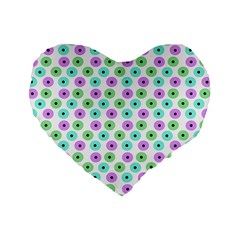 Eye Dots Green Violet Standard 16  Premium Heart Shape Cushions by snowwhitegirl