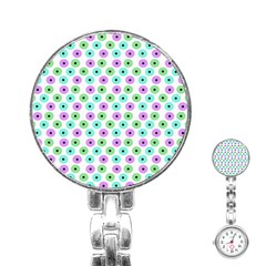 Eye Dots Green Violet Stainless Steel Nurses Watch by snowwhitegirl